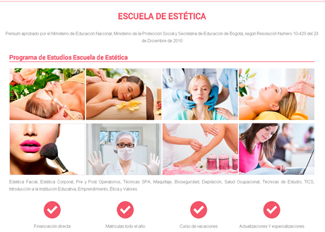 web poscionada por escuela de estetica