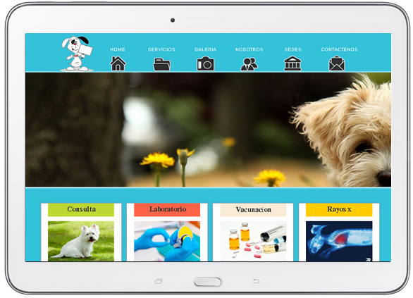 template responsive para veterinaria en tablet